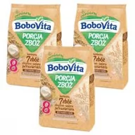 Kaszki dla dzieci - BoboVita Porcja Zbóż Kaszka bezmleczna 7 zbóż zbożowo-jaglana pełnoziarnista po 8. miesiącu Zestaw 3 x 170 g - miniaturka - grafika 1