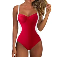 Stroje kąpielowe - Jednoczęściowy Strój Kąpielowy Push Up V Neck Odkryte Plecy Czerwony S - miniaturka - grafika 1