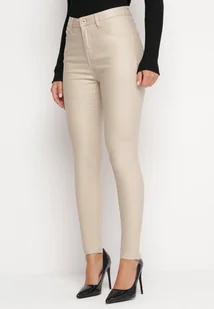 Beżowe Spodnie Skinny z Imitacji Skóry Daciss - Spodnie damskie - miniaturka - grafika 1