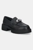 Mokasyny damskie - Calvin Klein mokasyny skórzane CHUNKY LOAFER LTH HW damskie kolor czarny na platformie YW0YW01912 - miniaturka - grafika 1