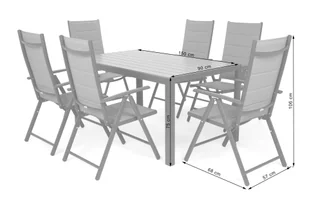 Meble ogrodowe aluminiowe Ibiza 150 cm Black / Black 6+1 - Meble ogrodowe - miniaturka - grafika 11