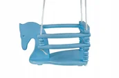 Leżaczki i huśtawki - Huśtawka drewniana KONIK SZCZEBELKOWA niebieska dla dzieci - miniaturka - grafika 1