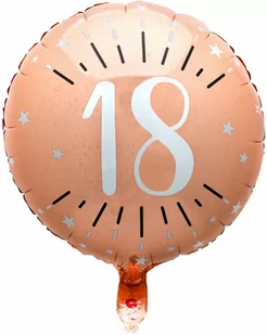 Balon foliowy różowe złoto z białym nadrukiem - 18tka - 45 cm - 1 szt. - Urodziny dla dorosłych - miniaturka - grafika 1