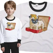 Piżamy dla dziewczynek - Piżama dziecięca Mops I Pizza Pies Słodki Mopsik 110/116 - VoloDonum - miniaturka - grafika 1