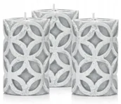 Świece - 3 ŚWIECE dekoracyjne WALEC KOŁA 11cm kolor SZARY - miniaturka - grafika 1
