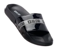 Klapki i japonki damskie - Klapki damskie z połyskującym paskiem - Big Star GG274A007, czarne - miniaturka - grafika 1