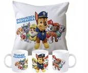 Gadżety dla niej i dla niego - ZESTAW PODUSZKA + KUBEK Prezent PSI PATROL PIESKI CHASE SKY + IMIĘ 19 - miniaturka - grafika 1