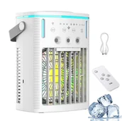 Wentylatory - Miniaturowa przenośna klimatyzacja, wentylator z mgiełką, chłodziarka biurkowa z pilotem do sypialni, kampera, biura - miniaturka - grafika 1