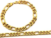 Bransolety męskie - Złota bransoletka 585 gruba męska figaro długość 22cm klasyczna 14k s - miniaturka - grafika 1