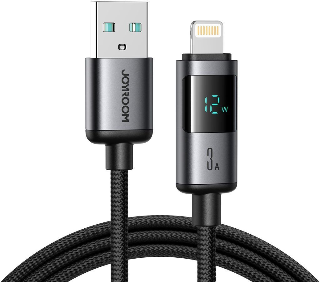 Kabel Joyroom S-A16 Pro Prism Series 3A USB-A - Lightning z wyświetlaczem 1,2m - czarny