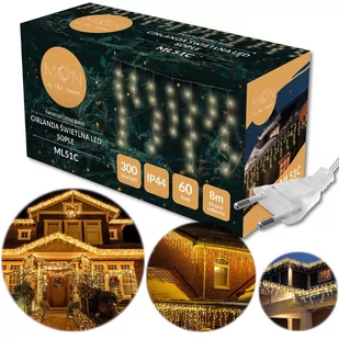 Lampki Zewnętrzne Sople Led Girlanda 8M 300 Led - Lampy ogrodowe - miniaturka - grafika 1