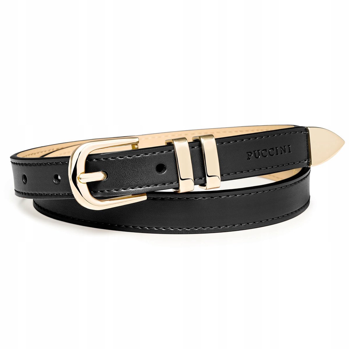 PUCCINI Pasek Damski Do Spodni Skórzany Czarny Rozmiar L PAD208L-Z-1