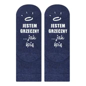 Skarpetki dla dzieci - Skarpetki dziecięce granatowe SOXO z napisami zabawne - 25–27 - miniaturka - grafika 1