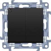 Klawisze i ramki - Podwójny przycisk (moduł) 10AX, 250V~, zaciski śrubowe, czarny mat, SIMON10 - miniaturka - grafika 1