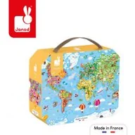 Puzzle - Puzzle w walizce Ogromna mapa świata 300 elementów 7+, Janod - miniaturka - grafika 1