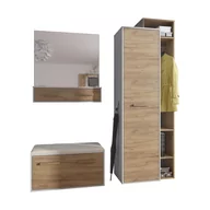 Meble do przedpokoju - Zestaw Mebli do Przedpokoju 11 Rio MebloCross Sonoma Jasna / Biały Mat, Eco Brąz - miniaturka - grafika 1