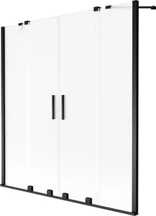 Mexen Velar Duo parawan nawannowy 2-skrzydłowy rozsuwany 140 x 150 cm, szron, czarny - 896-140-000-32-70 - Parawany nawannowe - miniaturka - grafika 1