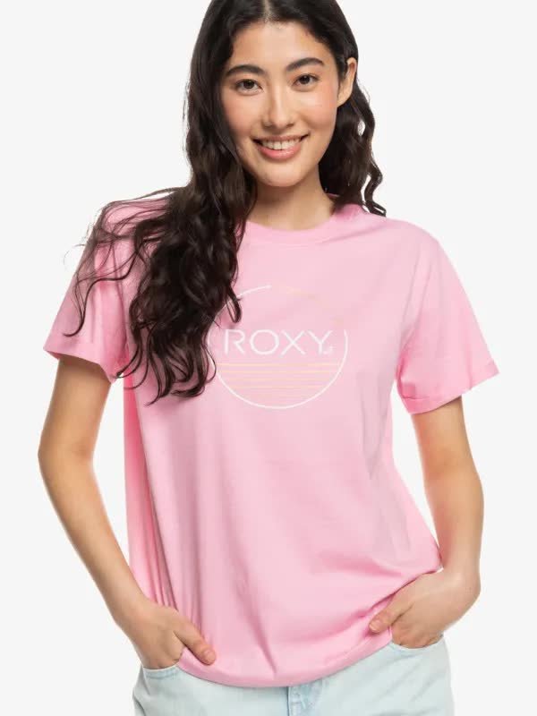 ROXY Noon Ocean - T-shirt o luznym kroju dla kobiet ROZMIAR. L Różowy