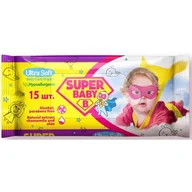Pozostałe akcesoria kosmetyczne - Chusteczki nawilżane SUPER BABY Z rumiankiem i aloesem (15 szt.) - miniaturka - grafika 1