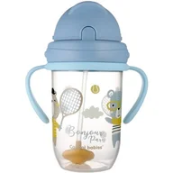 Bidony dla dzieci - Canpol babies Nevylévací hrneček se slámkou a závažím BONJOUR PARIS 270ml niebieski - miniaturka - grafika 1