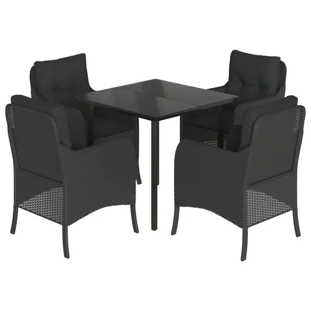 Zestaw mebli ogrodowych czarny, stół 80x80x74 cm, krzesła 58,5x67x86 cm