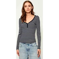 Bluzki damskie - Tommy Jeans Bluzka HENLEY Slim Fit - miniaturka - grafika 1