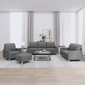 Sofy i kanapy - 4-częściowy komplet wypoczynkowy, obity tkaniną, ciemnoszary  Lumarko! - miniaturka - grafika 1