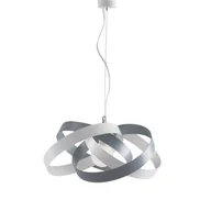 Lampy sufitowe - Vertigo - Lampa wisząca z żelaza lakierowanego na biało i gołębioszary kolor z regulowanym stalowym kablem, 1 lampa 125 mm - Ø54 mm - BL156-1-BT - miniaturka - grafika 1