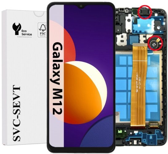 UTS-Group Wyświetlacz Do Samsung Galaxy M12 M127 LCD Oryginał Ekran Ramka
