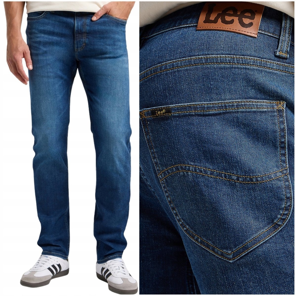 Lee X SLIM Ember wygodne dopasowane spodnie jeansowe elastyczny pas W33 L34