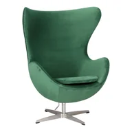 Fotele - Fotel jajo velvet zielone/ srebrna podstawa 5905896141293 - miniaturka - grafika 1