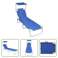 Leżaki ogrodowe - The Living Store Składany leżak z zadaszeniem - niebieski - aluminium - Leżak - miniaturka - grafika 1