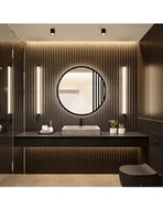 Lustra - Lustro okrągłe w czarnej matowej ramie mdf ze szprosami z podświetleniem OTTOS LOFT LED II - kolor ramy do wyboru, Dostępne wymiary: Średnica 100cm - miniaturka - grafika 1