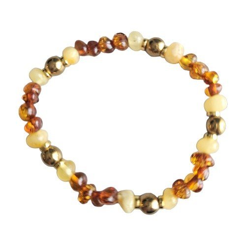 ankabizuteria.pl Bransoletka z bursztynem i hematytem srebrna pozłaca