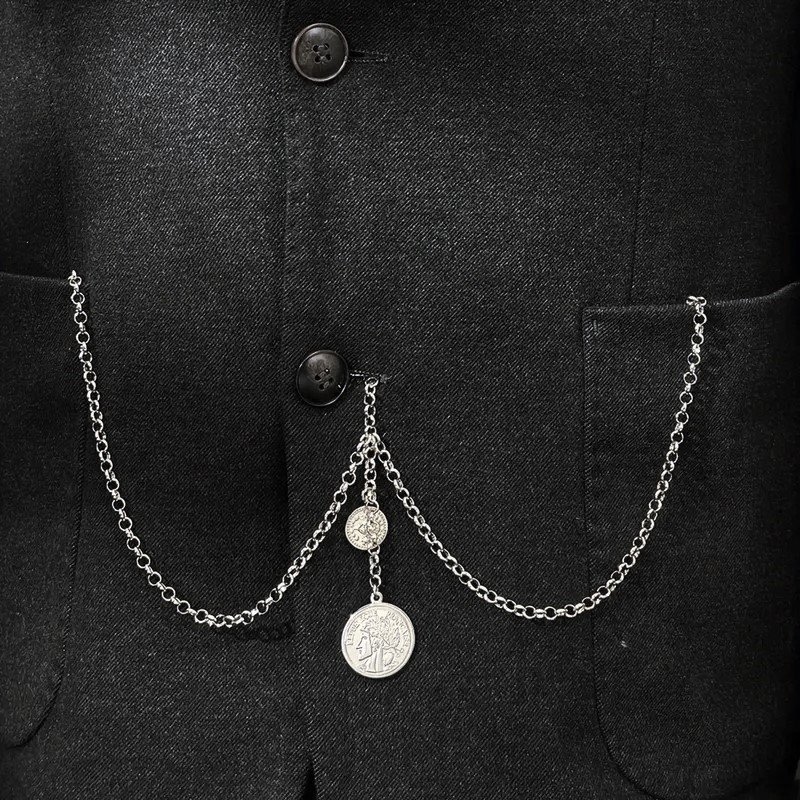 Dewizka podwójna srebrna medalik do zegarka retro steampunk PUDEŁKO PREZENT