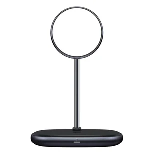 Baseus 2w1 bezprzewodowa ładowarka Qi / uchwyt magnetyczny bezprzewodowa ładowarka Qi do MagSafe 10W czarny (WXSW-C01) - Ładowarki do telefonów - miniaturka - grafika 1