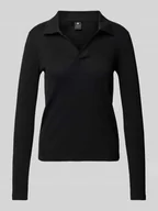 Bluzki damskie - Bluzka o kroju slim fit z długim rękawem i dekoltem w serek - miniaturka - grafika 1