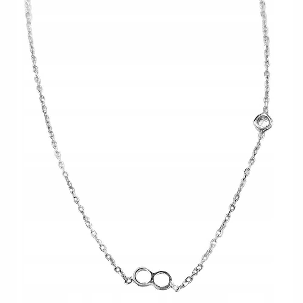 Srebrny naszyjnik 925 ze znakiem nieskończoności i cyrkonią na prezent