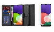 Portfele - Etui Wallet Portfel z Klapką + Szkło Hartowane do Samsung Galaxy A22 5G - miniaturka - grafika 1