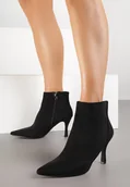 Botki damskie - Czarne Klasyczne Botki na Szpilce Latenna - miniaturka - grafika 1