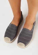 Espadryle damskie - Szare Espadryle z Ażurowej Siateczki Ozdobione Plecionką Lanivesa - miniaturka - grafika 1