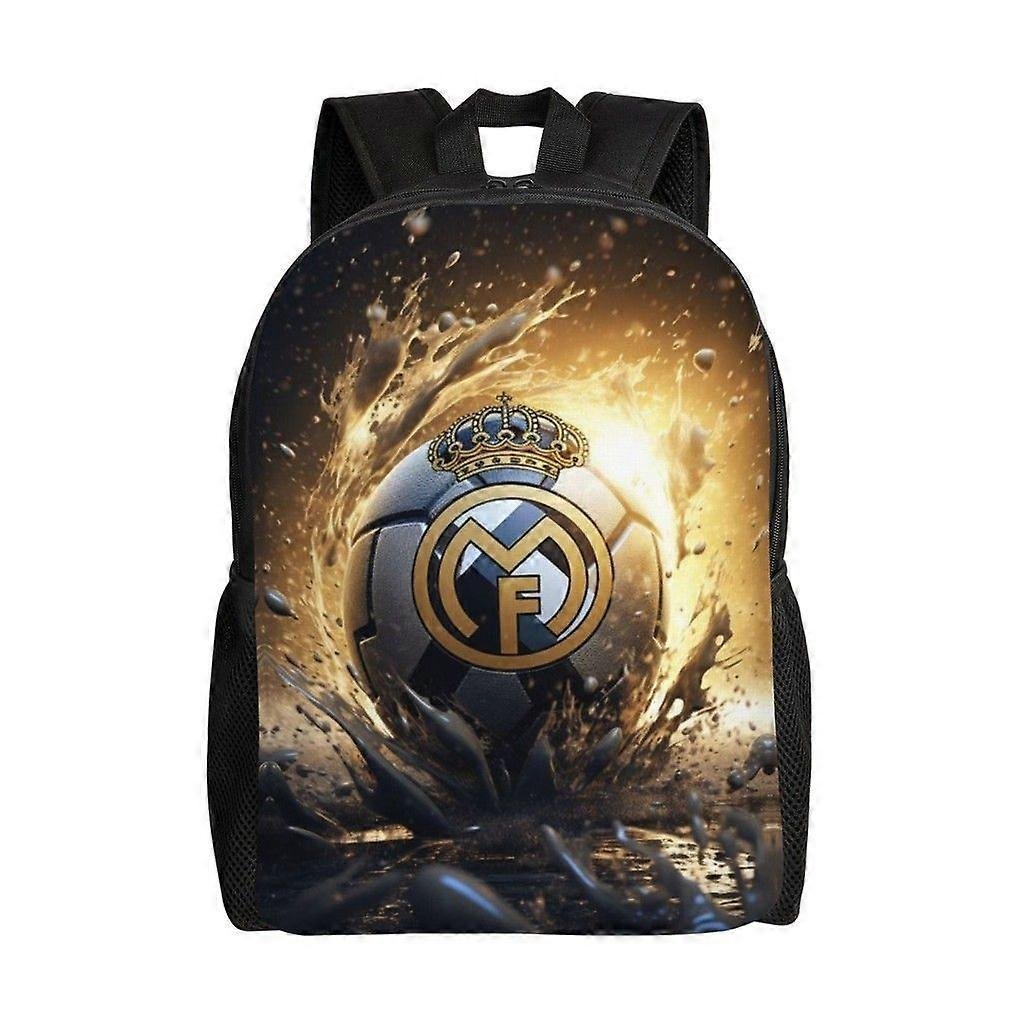 Real Madryt CF Uniwersalny plecak, zmywalny, w stylu casual, szkolny, plecak studencki, modna torba na komputer z tkaniny Oxford, unisex-hjka3071