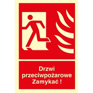 Znak TDC "Drzwi przeciwpożarowe. Zamykać!" w lewo - Tablice BHP - miniaturka - grafika 1