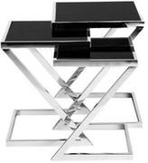 Ławy i stoliki kawowe - Komplet stolików ze szklanym czarnym blatem VJJ1023B - miniaturka - grafika 1