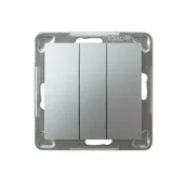 Wyłączniki światła i elektryczne - LEDart potrójny Ospel Impresja ŁP-13Y/m/18, bez ramki, kolor srebrny - miniaturka - grafika 1