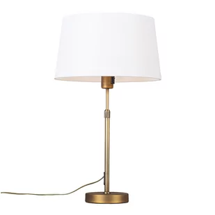 QAZQA Lampa stołowa regulowana brąz klosz biały 35cm - Parte - Lampy stojące - miniaturka - grafika 1