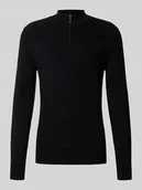 Swetry męskie - Sweter z dzianiny o kroju slim fit z kołnierzem zapinanym - miniaturka - grafika 1