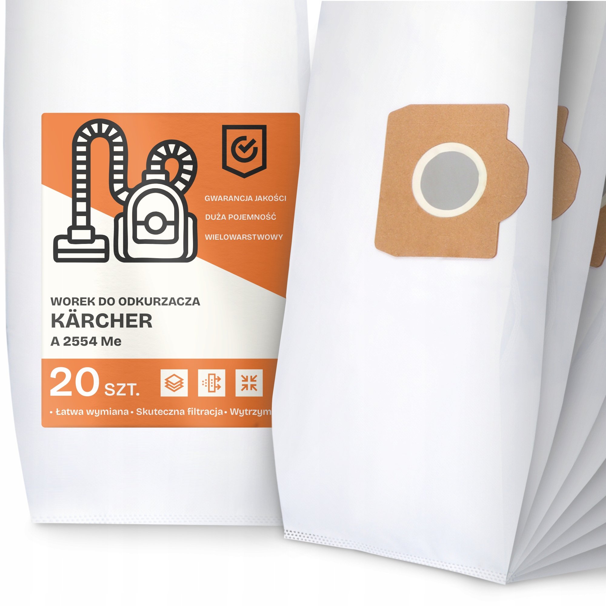 20x Worek do Odkurzacza Kärcher A 2554 Me Syntetyczny Pojemny Odporny Worki