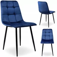 Krzesła - Krzesło aksamitne DENVER velvet Granatowe - miniaturka - grafika 1