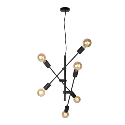 Italux Loftowa LAMPA wisząca FERREIA industrialna OPRAWA loftowy zwis czarny PND-5986-6-BL